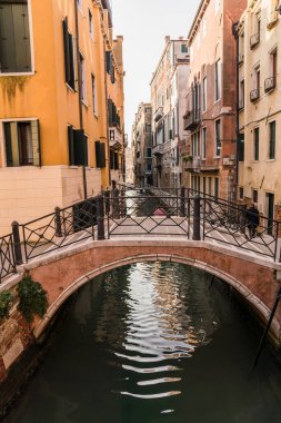 Closeup detail of a beautiful old bridge in Venice, Italy