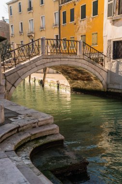 Closeup detail of a beautiful old bridge in Venice, Italy