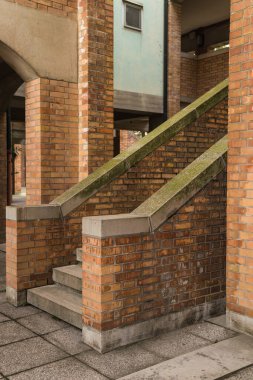 Architectural detail of apartment building in brutalist style in Venice, Italy