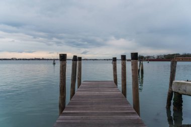 Wood Deck going into the lagoon in Venice, Italy