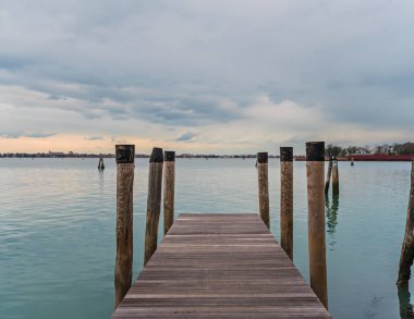 Wood Deck going into the lagoon in Venice, Italy