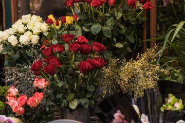 colorful flowers in a flower kiosk in Italy