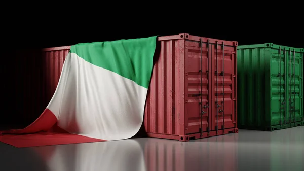 Włochy Flaga Narodowa Pojemnik Renderowania — Zdjęcie stockowe