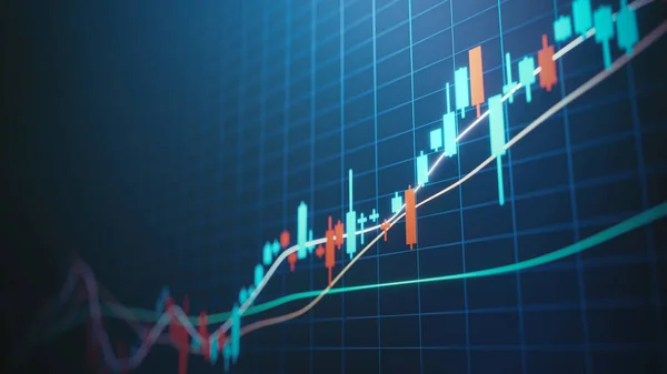 Aandelenmarkt Kaars Stok Grafiek Rendering — Stockfoto