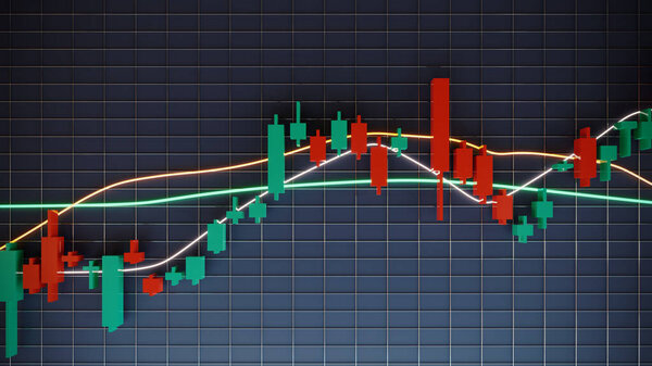 stock market candle stick chart, 3d rendering