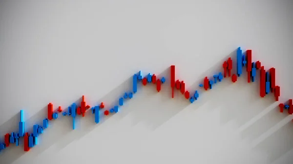 株式市場のキャンドルスティックチャート 3Dレンダリング — ストック写真