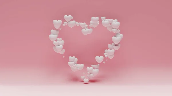 Globos Forma Corazón Con Fondos Color Rosa Representación — Foto de Stock