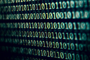 computer binary number display on monitor close up