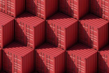 red import and export cargo box, 3d rendering