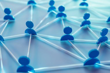 Network of blue people. 3D illustration. Teamwork concept.3d rendering