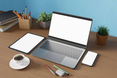 laptop,mobile,tablet,website homepage mockup,3d rendering