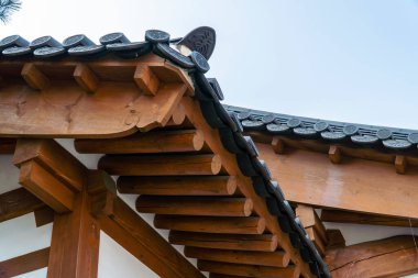 The Roof of Traditional Hanok, an Old-fashioned House in Seoul