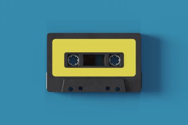 Cassette Tape Mockup in Top View, 3d rendering