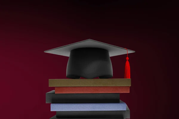 Graduation Cap Stack Books Rendering — Foto de Stock
