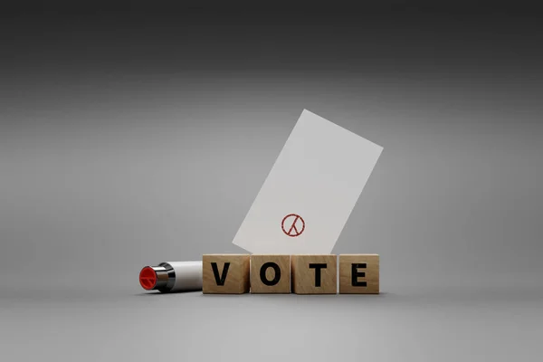 韓国の選挙投票スタンプ記号と単語の投票と投票 3Dレンダリング — ストック写真