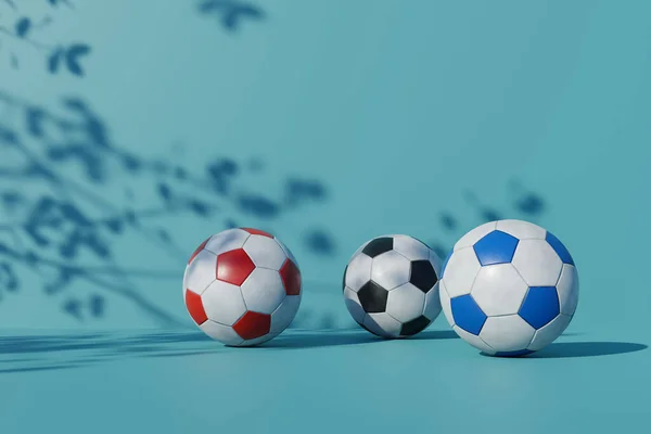 Bola Sepak Bola Dengan Latar Belakang Hijau Rendering — Stok Foto