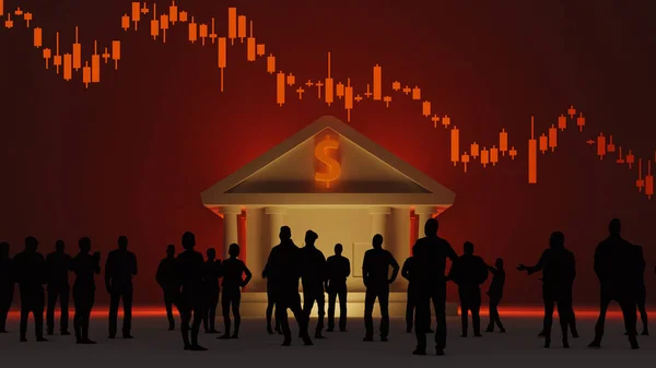 Door Bank Beheerde Financiële Crisisconcepten Achtergronden Rendering — Stockfoto