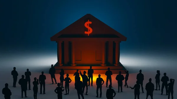 銀行は金融危機の概念 3Dレンダリングを実行する — ストック写真