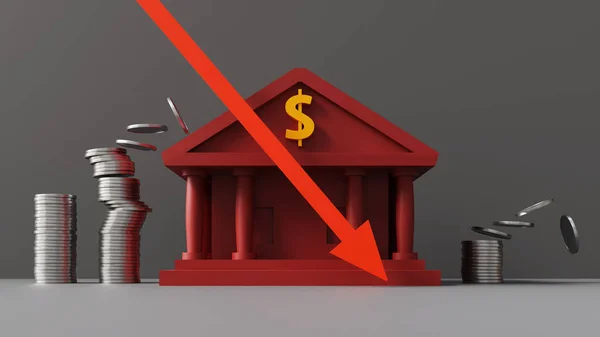 銀行の倒産や金融危機の概念の背景 3Dレンダリング — ストック写真