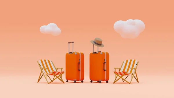Summer Vacation Travel Concept Illustration Style Background Rendering — Stock Photo, Image