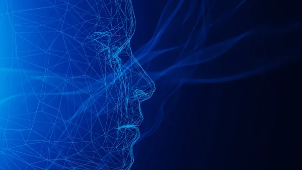 人脸的全息表现 以表达人工智能 3D渲染 — 图库照片