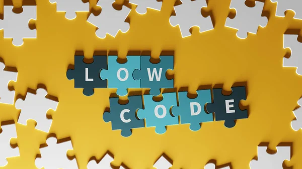 stock image Conceptual image of low-code as a puzzle combination. 3d rendering