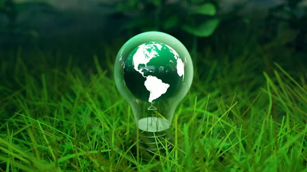 Global Environmental Protection Concept Background Image Globe Grass Forest Rendering — Stock Photo, Image