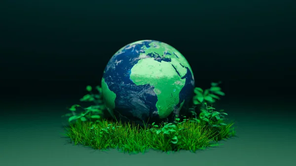 Global Environmental Protection Concept Background Image Globe Grass Rendering — Stock Photo, Image