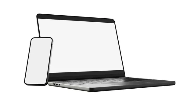 Laptop Und Handy Bildschirmmockup Rendering — Stockfoto