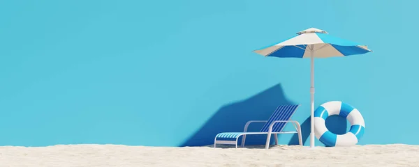 Koncepcja Letniego Wypoczynku Rurkami Krzesłami Plażowymi Renderowanie — Zdjęcie stockowe
