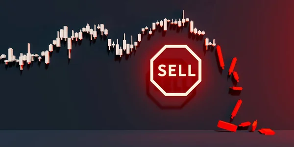 Borsanın Satış Sinyali Alması Grafiğin Çökmesi Oluşturma — Stok fotoğraf