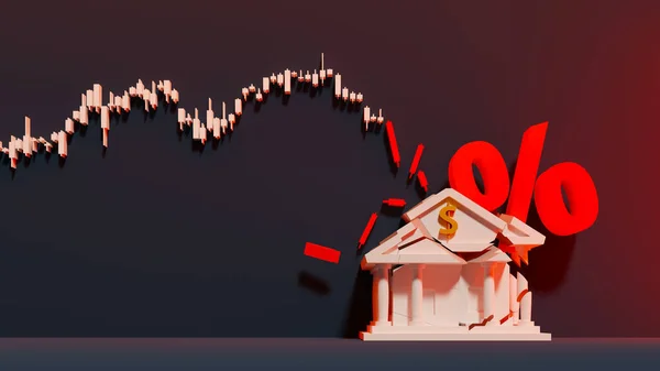 Crisis Bancaria Caída Los Precios Las Acciones Debido Las Subidas —  Fotos de Stock