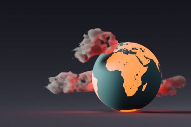 Conceptual image of the Earth experiencing anomalously high temperatures due to global climate change. 3d rendering clipart