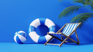 Yaz plajı tatili konsepti. 3d oluşturma