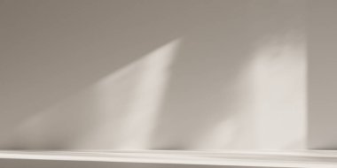 Işık ve gölgeli minimalist ürün sergisi için podyum arka planı. 3d oluşturma