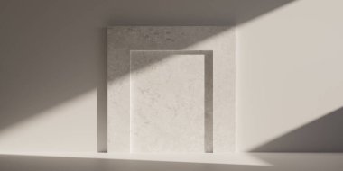 Işık ve gölgeli minimalist ürün sergisi için podyum arka planı. 3d oluşturma