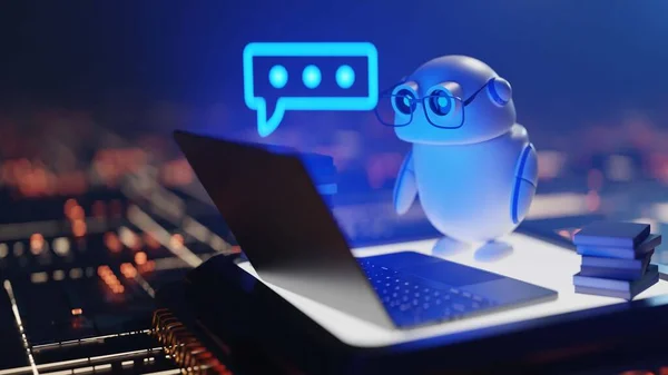 Cute Conversational Copilot Robot Speech Bubble Rendering — 스톡 사진