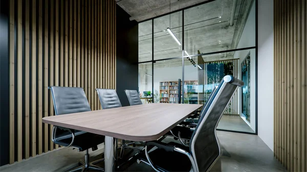 Konferenzraum Interieur Eines Modernen Büros Mit Sichtbetondecke Und Fußboden Darstellung — Stockfoto