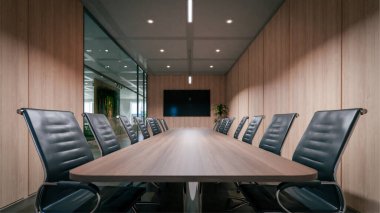Modern iş bürosu konferans odası, 3D görüntüleme