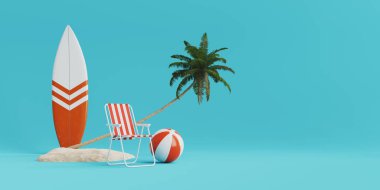 Yaz tatili konsepti arka plan, 3D görüntüleme