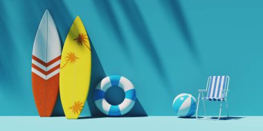 Yaz tatili konsepti arka plan, 3D görüntüleme