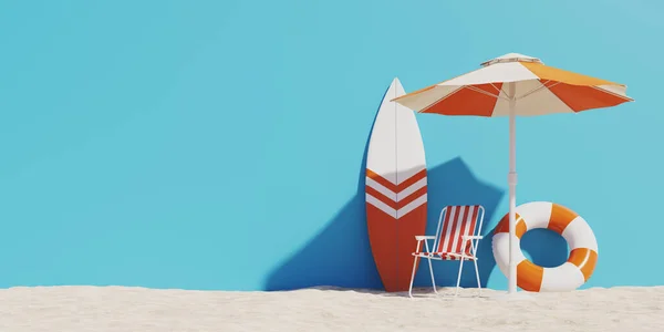 Yaz plajı tatil konsepti arka plan, 3D görüntüleme