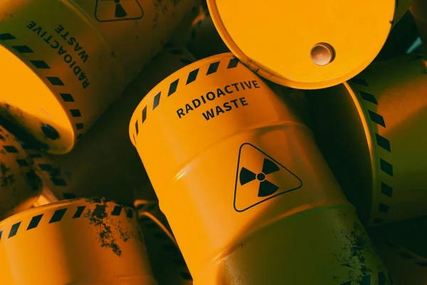 stock image Radioactive waste barrel concept background image, 3d rendering