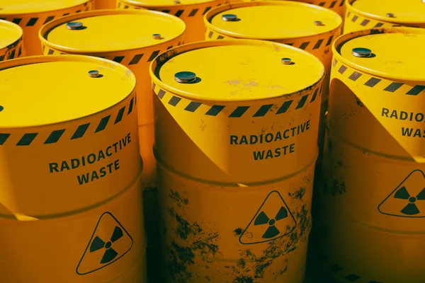 stock image Radioactive waste barrel concept background image, 3d rendering