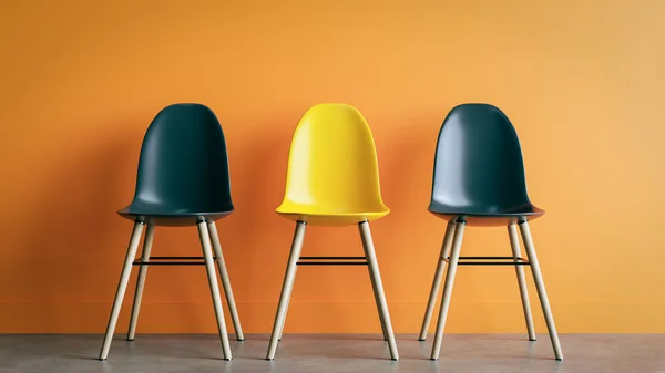 Stock image Concept background with chairs in waiting room for job interview, 3d rendering