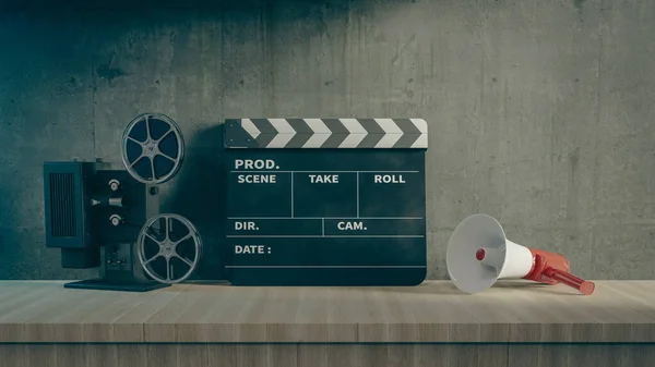 Video Pódium Pozadí Filmovými Objekty Vykreslování — Stock fotografie