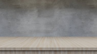 Ürün görüntüleme için masa ve duvar ile podyum arkaplanı, 3d görüntüleme