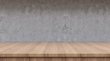 Ürün görüntüleme için masa ve duvar ile podyum arkaplanı, 3d görüntüleme