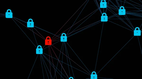 Quantum Communicatie Cryptografie Internet Security Concept Uitgedrukt Als Een Hangslot — Stockfoto