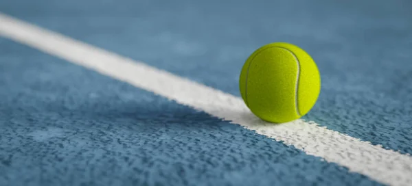 Tenis Topu Tenis Kortuna Kondu Boyutlu Yorumlama — Stok fotoğraf